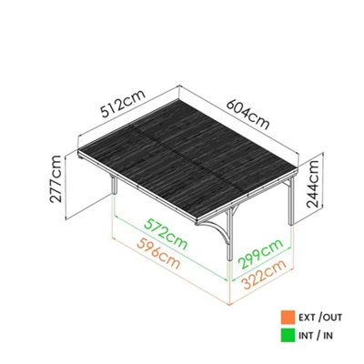 Victor Modern Double Wooden Carport 6 x 5m with Galvanised Concrete-in Feet - 4