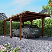 Victor Wooden Carport 3m x 5m Opaque Roof with Galvanised Concrete-in Feet
