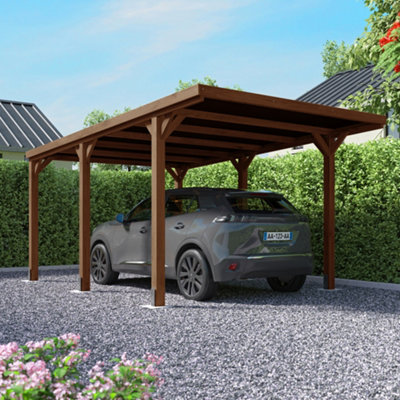 Victor Wooden Carport 3m x 5m Opaque Roof with Galvanised Concrete-in Feet
