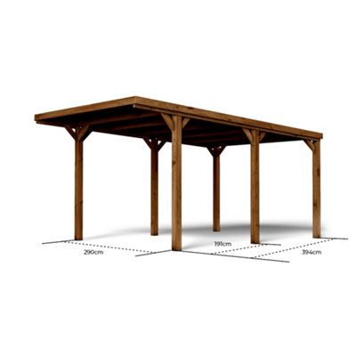 Victor Wooden Carport 3m x 5m Opaque Roof with Galvanised Concrete-in Feet - 3