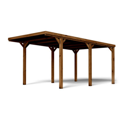 Victor Wooden Carport 3m x 5m Opaque Roof with Galvanised Concrete-in Feet