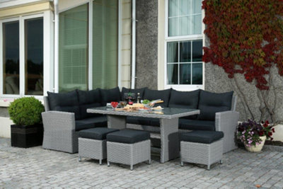 Victoria Corner Casual Dining Set Weave Rattan Outdoor Garden