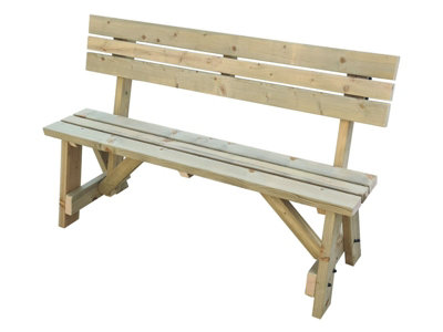 Victoria  Garden Fence Bench with Back-rest (2ft, Natural finish)