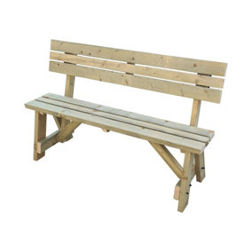 Victoria  Garden Fence Bench with Back-rest (2ft, Natural finish)