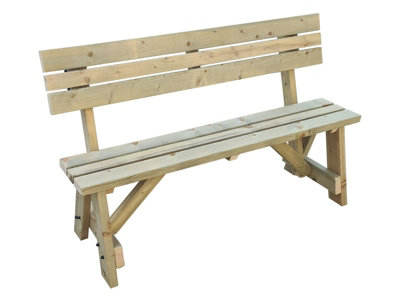 Victoria  Garden Fence Bench with Back-rest (3ft, Natural finish)