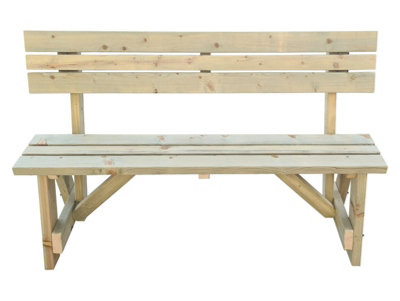 Victoria  Garden Fence Bench with Back-rest (3ft, Natural finish)