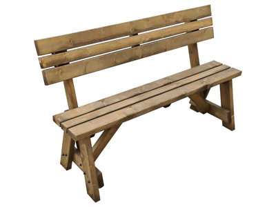 Victoria  Garden Fence Bench with Back-rest (3ft, Rustic brown finish)