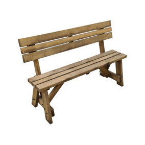 Victoria  Garden Fence Bench with Back-rest (3ft, Rustic brown finish)