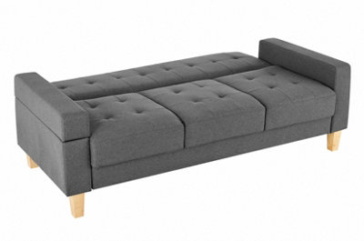 Victoria Large 3 Seater Sofa Bed Cushioned Fabric Grey Removable Arm Rest