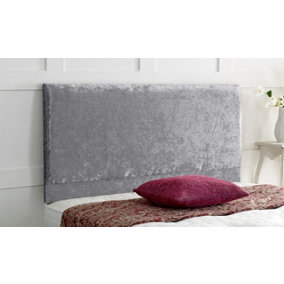 Victoria Plain Crushed Velvet 4ft6 Double 24" Headboard -  Silver