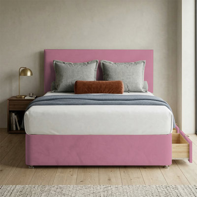 Victoria Plush Velvet Divan Bed, Headboard & Mattress - 4ft Small ...