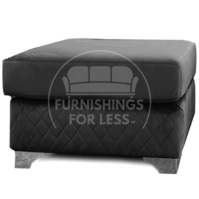 Victoria Plush Velvet Foam Filled Black Footstool Sofa Accessory