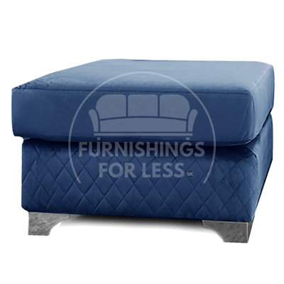 Victoria Plush Velvet Foam Filled Blue Footstool Sofa Accessory