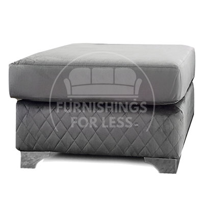 Victoria Plush Velvet Foam Filled Grey Footstool Sofa Accessory