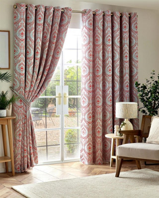 Victoria Room Darkening Ring Top Curtains 168cm x 137cm Red