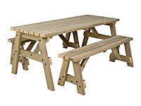 Victoria Space Saving Picnic Table Benches Set (8ft, Natural finish)