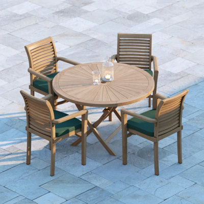 Victoria Teak Garden Outdoor Dining Table & 4 Seat Chair Set - With ...