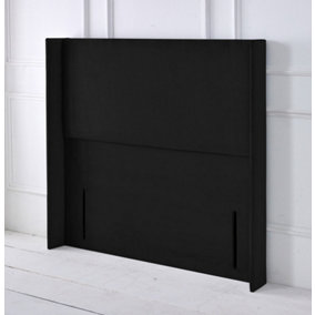 Victoria Winged Plush Velvet 3ft Single 50" Floor Standing Headboard - Black