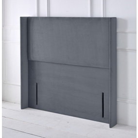 Victoria Winged Plush Velvet 3ft Single 50" Floor Standing Headboard - Grey