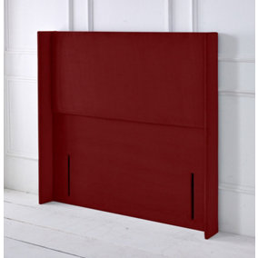 Victoria Winged Plush Velvet 4ft Small Double 50" Floor Standing Headboard - Burgundy