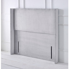 Victoria Winged Plush Velvet 4ft Small Double 50" Floor Standing Headboard - Silver