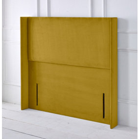 Victoria Winged Plush Velvet 4ft Small Double 50" Floor Standing Headboard - Turmeric