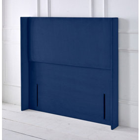 Victoria Winged Plush Velvet 4ft6 Double 50" Floor Standing Headboard - Blue