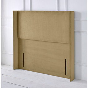 Victoria Winged Plush Velvet 6ft Super King 50" Floor Standing Headboard - Coffee
