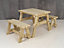 Victoria wooden picnic bench and table set, outdoor dining set (4ft, Natural finish)