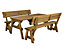 Victoria wooden picnic bench and table set, outdoor dining set with backrest (5ft, Rustic brown)