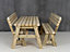Victoria wooden picnic bench and table set, rounded outdoor dining set with backrest (7ft, Natural finish)