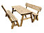 Victoria wooden picnic bench and table set, rounded outdoor dining set with backrest(8ft, Rustic brown)
