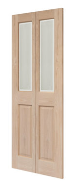 Victorian 4 Panel Oak Bifold Glzd Door 1981 x 762mm