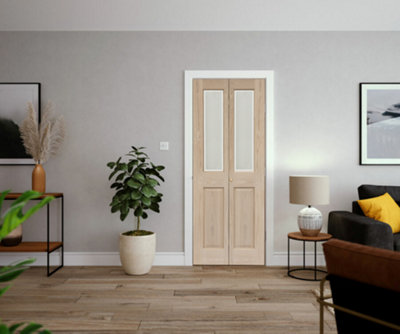 Victorian 4 Panel Oak Bifold Glzd Door 1981 x 762mm - 3