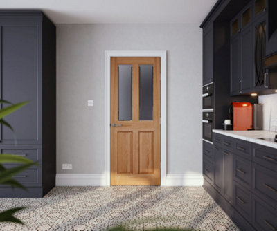 Victorian 4 Panel Oak Glzd Door 2040 x 726mm