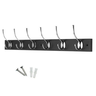 Victorian 6 Hook Wall-Mount Wooden Coat Rack