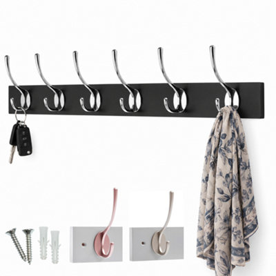 Victorian 6 Hook Wall-Mount Wooden Coat Rack, 68cm - Black Board ...
