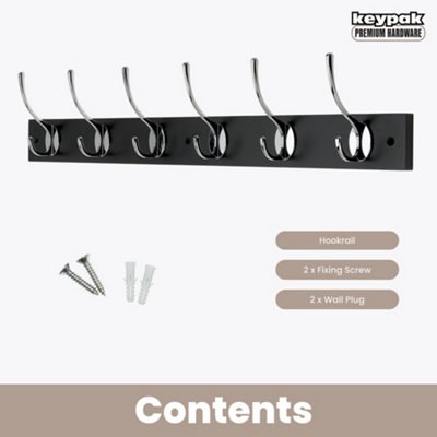 Victorian 6 Hook Wall-Mount Wooden Coat Rack - 4