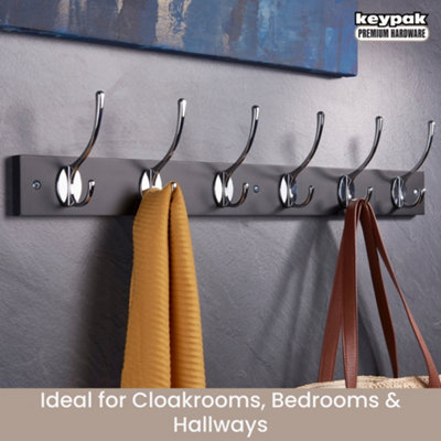 Victorian 6 Hook Wall-Mount Wooden Coat Rack - 5