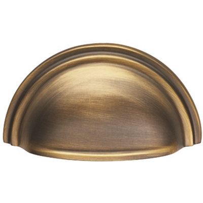 Victorian Cup Handle - Antique Brass 76mm Centres Solid Brass Shaker Drawer Pull