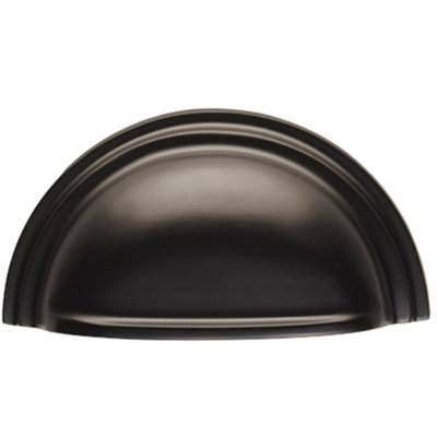 Victorian Cup Handle - Matt Black 76mm Centres Solid Brass Shaker Drawer Pull