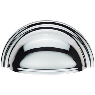 Victorian Cup Pull Handle Polished Chrome 92 x 46mm 76mm Fixing Centres