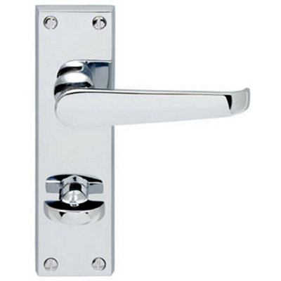 Victorian Flat Lever on Bathroom Backplate Handle 150 x 42mm Polished Chrome