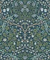 Victorian Garden Floral Screen Printed Peel and Stick Wallpaper