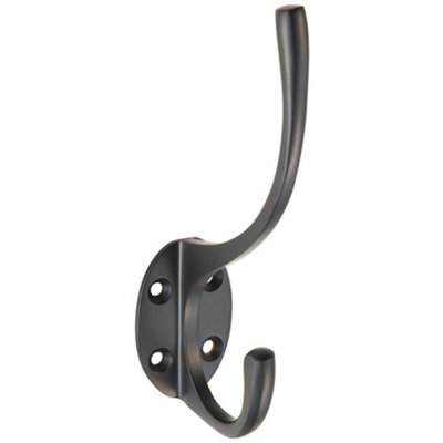 Victorian Hat & Coat Hook on Oval Backplate 64mm Projection Matt Black