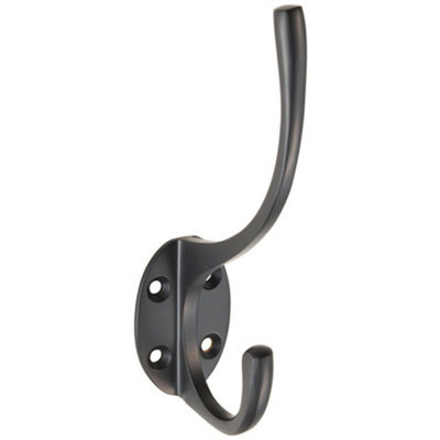 Victorian Hat & Coat Hook on Oval Backplate 64mm Projection Matt Black ...