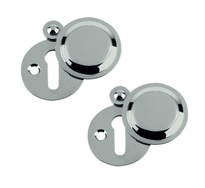 Victorian Keyhole Covered Escutcheon - 32mm - Chrome Effect  Finish - Pack of 2