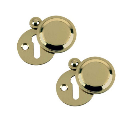 Victorian Keyhole Covered Escutcheon - 32mm - Gold Effect  Finish - Pack of 2