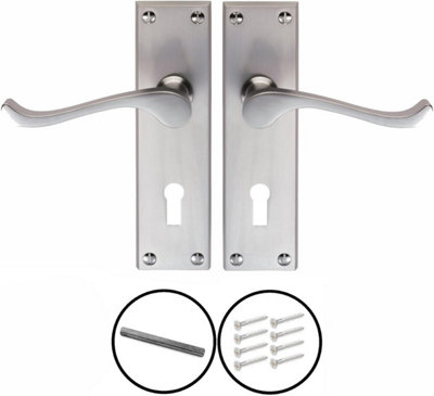 Victorian Premium Scroll Lever Lock Handle Satin Chrome 1 Pair