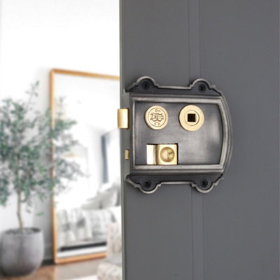 Victorian Rim Lock Vintage Pewter Finish